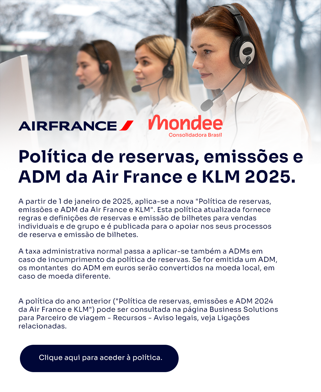 Air France Política de reservas, emissões e ADM da Air France e KLM